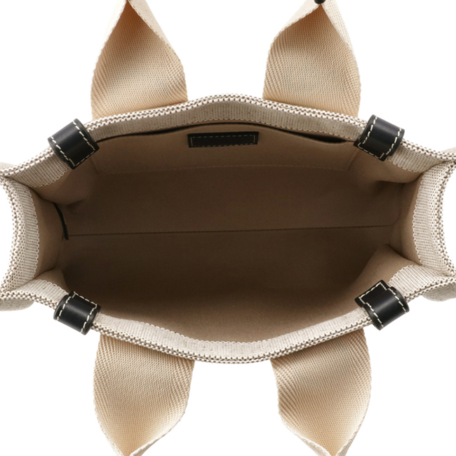 クロエスーパーコピー CHLOE WOODY LOGO スモール リボン付き コットンキャンバスバッグ ホワイト×ネイビー CHC21US385 E66 91J - 商品画像 6