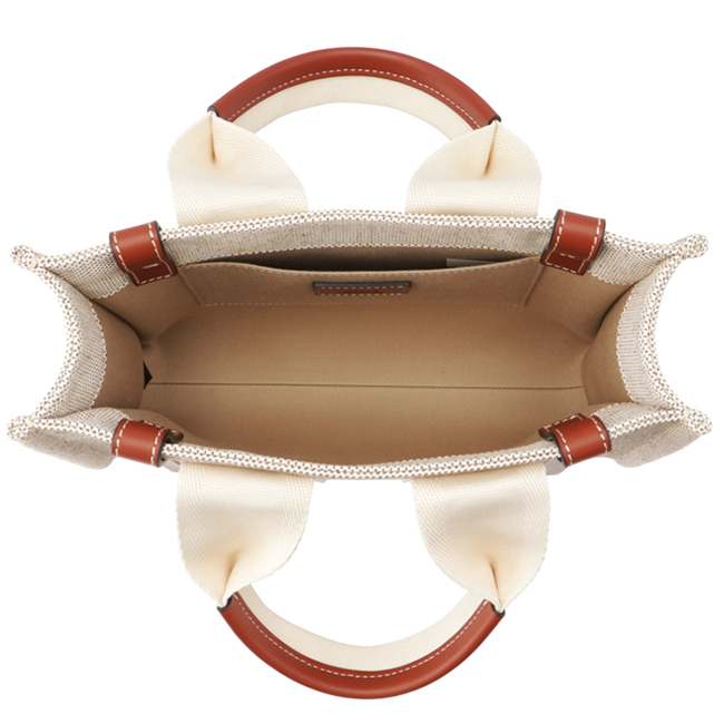 クロエコピー CHLOE WOODY LOGO スモール リボン付き コットンキャンバスバッグ ホワイト×ブラウン CHC21US385 E66 90U - 商品画像 6