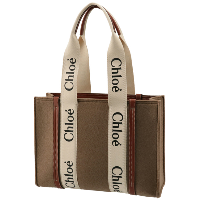 クロエスーパーコピー CHLOE トートバッグ WOODY LOGO ミディアム リボン付き リサイクルフェルト ブラウン系 CHC21WS383 F37 26E - 商品画像 4