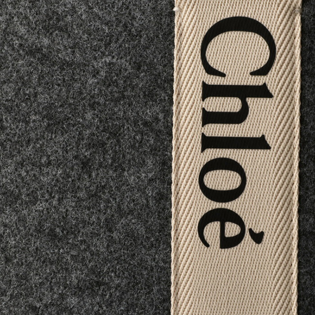 クロエコピー CHLOE トートバッグ WOODY LOGO ミディアム リボン付き リサイクルフェルト グレー系 CHC21WS383 F37 053 - 商品画像 1