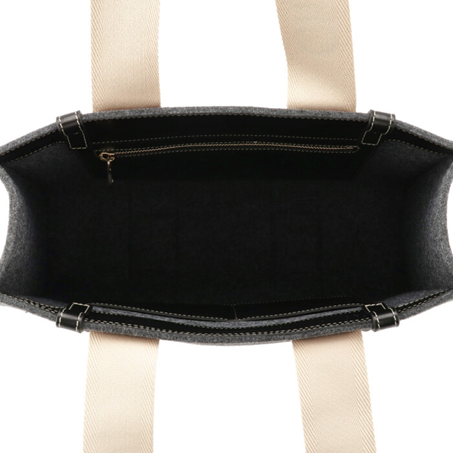 クロエコピー CHLOE トートバッグ WOODY LOGO ミディアム リボン付き リサイクルフェルト グレー系 CHC21WS383 F37 053 - 商品画像 6