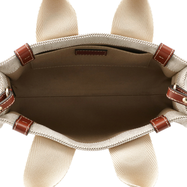 スーパーコピークロエ CHLOE ショルダーバッグ WOODY LOGO スモール リボン付き コットンキャンバスバッグ ホワイト×ブラウン CHC21WS397 E66 90U - 商品画像 7
