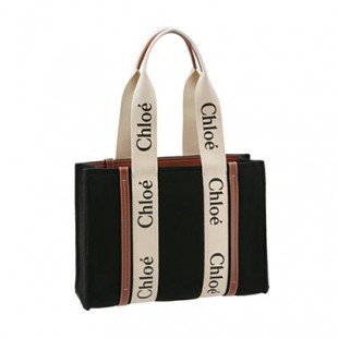 クロエコピー CHLOE トートバッグ WOODY LOGO ミディアム リボン付き リサイクルフェルト ブラック系 CHC22SS383 G64 001 - 商品画像 2