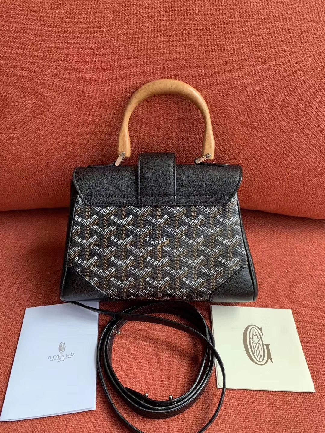 ゴヤール サイゴン ミニ ハンドバッグ 2WAY ショルダー 黒 レア ヘリンボーン レディース GOYARD SAIGON MINI Goyard2020035 - 商品画像 9