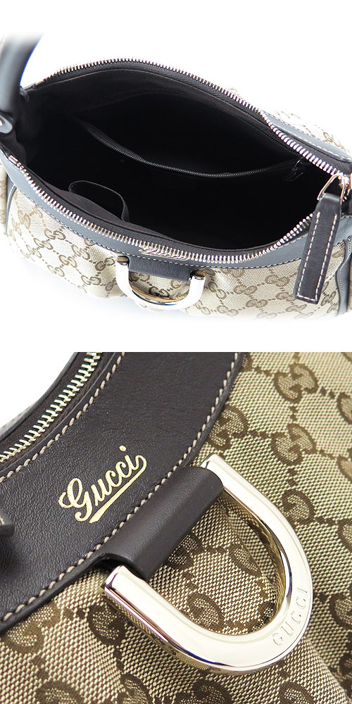 グッチブランドバッグスーパーコピー ショルダーバッグ GUCCI ハンドバッグ D GOLD/Dゴールド Dリング GGキャンバス ベージュ×ダークブラウン 190525 FFPAG 9643 - 商品画像 4