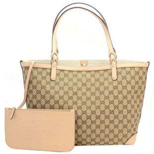 グッチコピーバッグ GUCCI トートバッグ クラフト ロゴポーチ付き キャンバス レザー ベージュ×サンドベージュ 247209 F4CMG 9782 - 商品画像 1