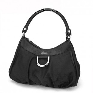 グッチブランドバッグコピー ショルダーバッグ GUCCI 265692 G1X9R 1001 バッグ GGロゴナイロンレザー レディース ブラック ブラック 黒 肩掛け Dリング GG ロゴ - 商品画像 1