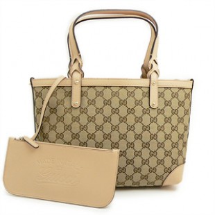 グッチコピーバッグ GUCCI トートバッグ/スモール ロゴポーチ付き キャンバス レザー ベージュ×サンドベージュ 269878 F4CMG 9782 - 商品画像 2