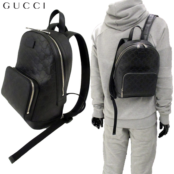 グッチスーパーコピー GUCCI メンズ リュックサック レザー シグネチャー バックパック 黒 406370 CWCQN 1000 - 商品画像 2