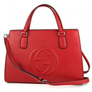 グッチコピー ハンドバッグ GUCCI 431571 CAO0G 6433 バッグ ソーホー SOHO トップハンドル レディース HIBISCUS RED ハイビスカスレッド 赤 インターロッキングG エンボス 2WAY フェミニン エレ - 商品画像 2