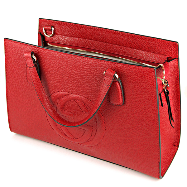 グッチコピー ハンドバッグ GUCCI 431571 CAO0G 6433 バッグ ソーホー SOHO トップハンドル レディース HIBISCUS RED ハイビスカスレッド 赤 インターロッキングG エンボス 2WAY フェミニン エレ - 商品画像 5