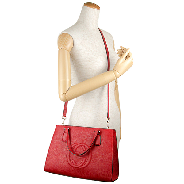 グッチコピー ハンドバッグ GUCCI 431571 CAO0G 6433 バッグ ソーホー SOHO トップハンドル レディース HIBISCUS RED ハイビスカスレッド 赤 インターロッキングG エンボス 2WAY フェミニン エレ - 商品画像 3