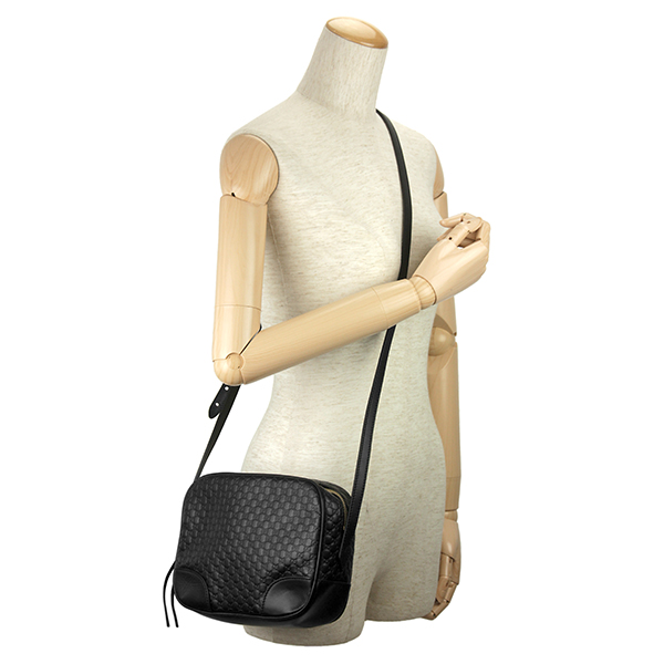 スーパーコピーグッチ ショルダーバッグ GUCCI 449413 BMJ1G 1000 マイクロ グッチシマ レディース BLACK ブラック 黒 GG 型押し クロスボディ 上品 カジュアル - 商品画像 5