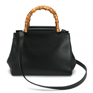 GUCCIスーパーコピー(グッチ) トートバッグ美品■ ニムフェア スモール レザー トートバッグ 453767 黒×ブラウン レザー×ウッド - 商品画像 2