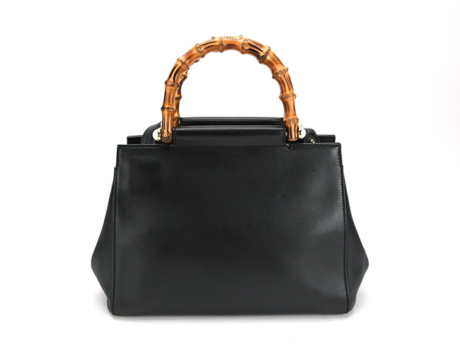 GUCCIスーパーコピー(グッチ) トートバッグ美品■ ニムフェア スモール レザー トートバッグ 453767 黒×ブラウン レザー×ウッド - 商品画像 6
