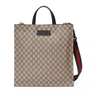グッチスーパーコピー(Gucci) 456217 ユニセックス GGスプリーム,レザー トートバッグ ベージュ,ブラック 456217K5IAN1000 - 商品画像 2