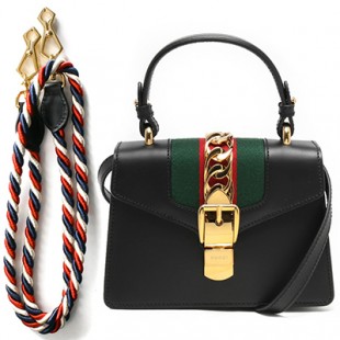 グッチコピー GUCCI ハンドバッグ/ショルダーバッグ シルヴィ/SYLVIE ブラック&グリーン&レッド 470270 D4ZAG 8015 2019年春夏新作 レディース - 商品画像 2