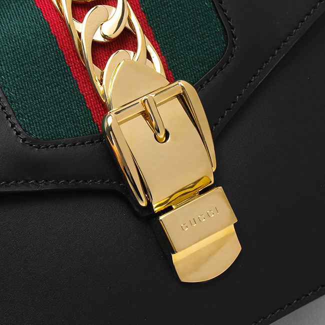 グッチコピー GUCCI ハンドバッグ/ショルダーバッグ シルヴィ/SYLVIE ブラック&グリーン&レッド 470270 D4ZAG 8015 2019年春夏新作 レディース - 商品画像 1