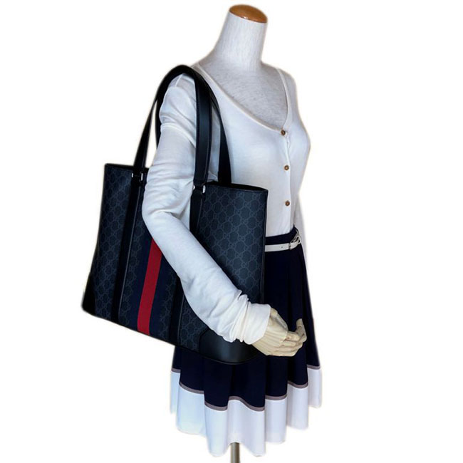 グッチコピー GUCCI バッグ メンズ GGスプリーム ウェブ トートバッグ ブラック 495560 9F2YN 1095 - 商品画像 1