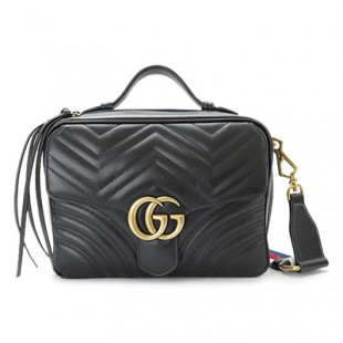 グッチ ショルダーバッグ GUCCI 498100 DTDPT 8975 レディース ハンドバッグ スモール GGマーモント レザー ブラック 黒 - 商品画像 2