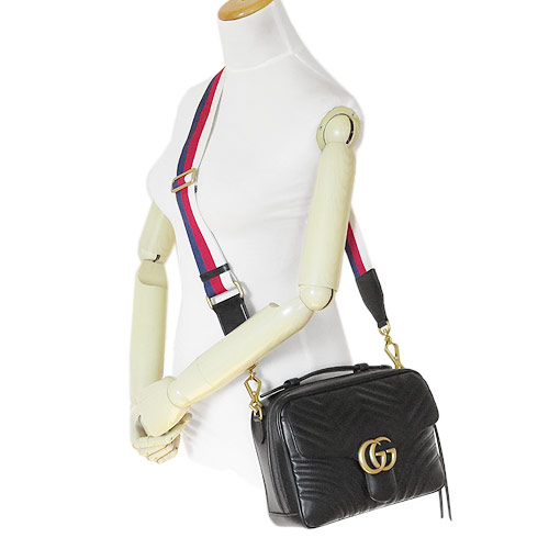 グッチ ショルダーバッグ GUCCI 498100 DTDPT 8975 レディース ハンドバッグ スモール GGマーモント レザー ブラック 黒 - 商品画像 3