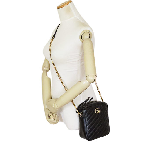 グッチコピー ショルダーバッグ 550155 0OLFT 1000 GUCCI ポシェット GG MARMONT/GGマーモント キルティング レザー ブラック - 商品画像 3