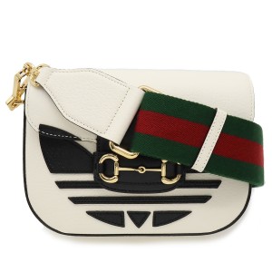 グッチコピー ADIDAS アディダス コラボ ホースビット1955 ミニバッグ ショルダーバッグ 2WAY クラッチ レザー ホワイト ブラック 658574 - 商品画像 2