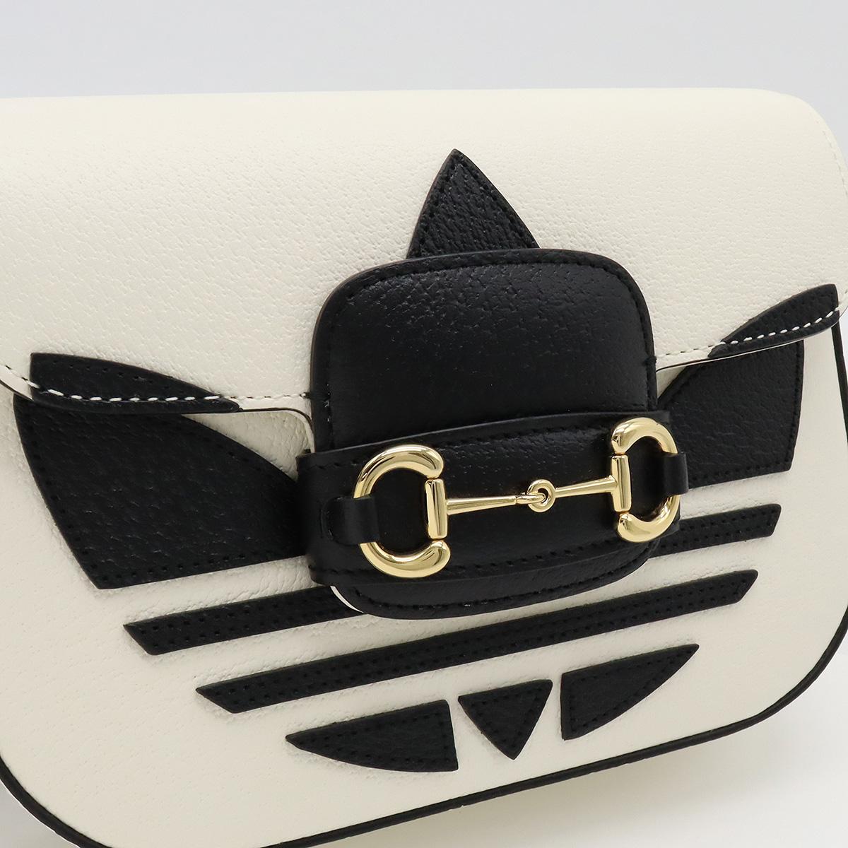グッチコピー ADIDAS アディダス コラボ ホースビット1955 ミニバッグ ショルダーバッグ 2WAY クラッチ レザー ホワイト ブラック 658574 - 商品画像 1