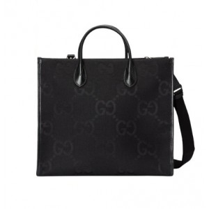 グッチコピー ジャンボGG ブラック ユニセックス キャンバス トートバッグ 678839 UKMDG 1000 - 商品画像 2