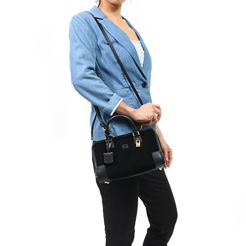 ロエベコピー LOEWE アマソナ 【AMAZONA】 23 スエード＆カーフレザー ハンドバッグ ショルダー付き ブラック 35261 H71 1100 - 商品画像 6