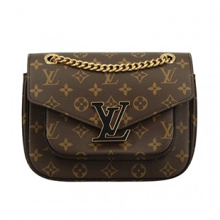 ルイ ヴィトンコピー LOUIS VUITTON モノグラム パッシー チェーン ショルダー バッグ ブラウン ブラック M45592