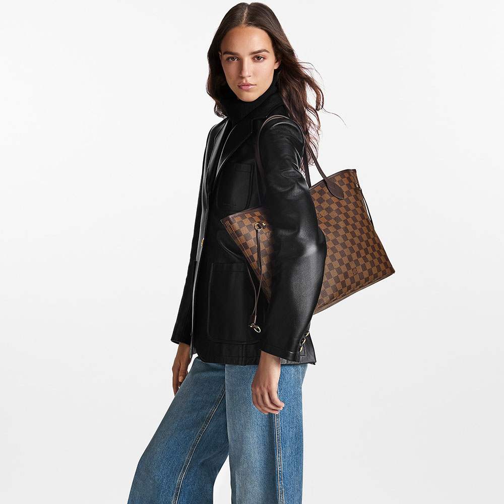 ルイヴィトンスーパーコピー バッグ LOUIS VUITTON ヴィトン ダミエ・エベヌ LV トートバッグ ポーチ付き ネヴァーフルMM ローズ・バレリーヌ N41358 N41603 - 商品画像 9
