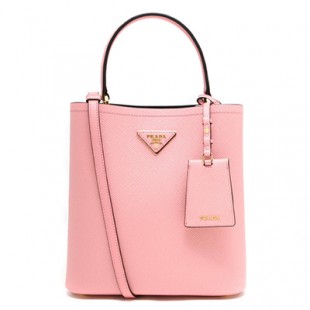 プラダ PRADA ハンドバッグ/ショルダーバッグ サフィアーノ/SAFFIANO キュイール/CUIR C パニエ 三角ロゴプレート ペタロピンク&ブラック 1BA212 2ERX F0TMS レディース - 商品画像 2