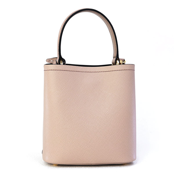 プラダコピー PRADA バッグ パニエ スモール SAFFIANO CUIR+C ショルダー付き 2WAY ハンドバッグ ピンクベージュ×ブラック 1BA217 2ERX F0UDW CIPRIA/NERO - 商品画像 4