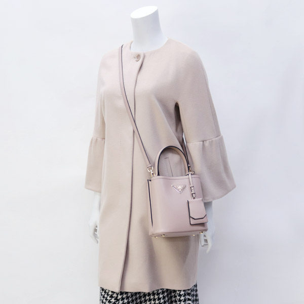 プラダコピー PRADA バッグ パニエ スモール SAFFIANO CUIR+C ショルダー付き 2WAY ハンドバッグ ピンクベージュ×ブラック 1BA217 2ERX F0UDW CIPRIA/NERO - 商品画像 5
