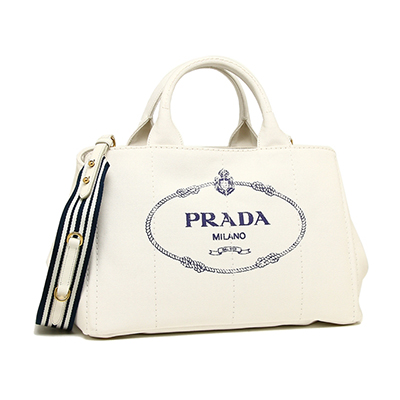 PRADAコピー トートバッグ レディース プラダ 1BG642 ZKI ROO F0UB0 ホワイト ネイビー - 商品画像 7