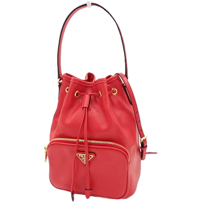 PRADAコピー デュエット レザー ショルダーバッグ ハンドバッグ 巾着バッグ バケット 2WAY レッド赤 1BH038_2CCC_F0D17_V_OOM レディース - 商品画像 4