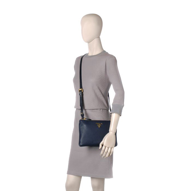 プラダコピー PRADA 2017年春夏新作 カーフスキン ショルダーバッグ ネイビー系 バッグ BAG 1BH046 2BBE 216 - 商品画像 1