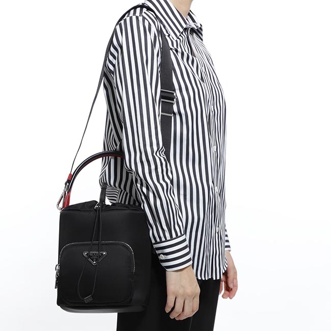 プラダコピー PRADA ショルダーバッグ 2WAY バケットバッグ ブラック レディース ギフト プレゼント ナイロン 1be026 2cki f0d9a - 商品画像 4
