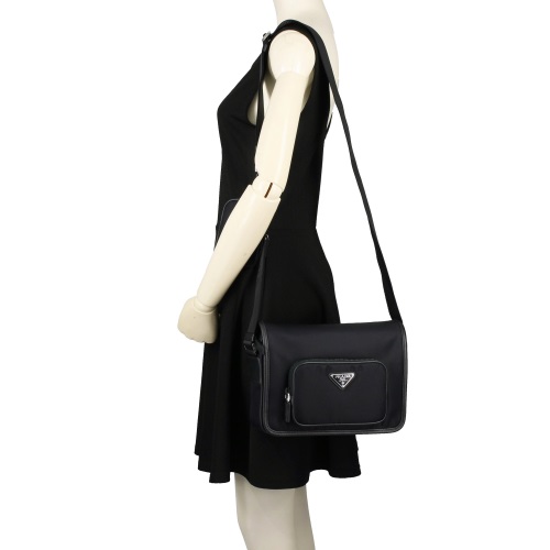 プラダバッグスーパーコピー ショルダーバッグ ナイロン サフィアーノ トライアングルロゴ ブラック メンズ レディース PRADA 2VD041 2DMH F0002 - 商品画像 5
