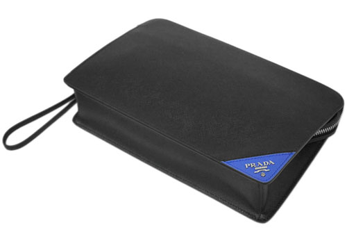 プラダバッグスーパーコピー 2VF056 PRADA メンズ セカンドバッグ クラッチ ストラップ付き SAFFIANO TRAVEL NERO+AZZURRO カーフ ブラック - 商品画像 4