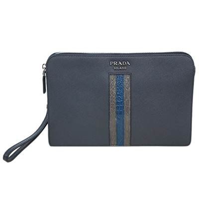 スーパーコピープラダ バッグ 2VF056 PRADA メンズ セカンドバッグ クラッチ ストラップ付き SAFFIANO TRAVEL BALTICO バルティコ カーフネイビー - 商品画像 7