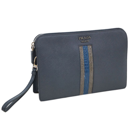 スーパーコピープラダ バッグ 2VF056 PRADA メンズ セカンドバッグ クラッチ ストラップ付き SAFFIANO TRAVEL BALTICO バルティコ カーフネイビー - 商品画像 4