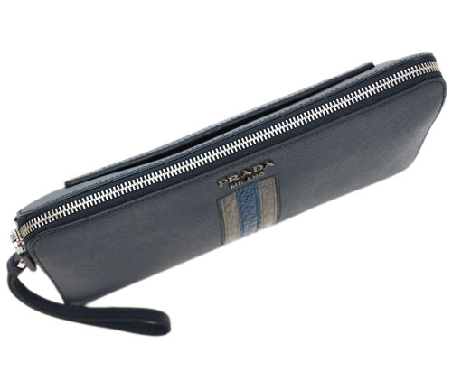 スーパーコピープラダ バッグ 2VF056 PRADA メンズ セカンドバッグ クラッチ ストラップ付き SAFFIANO TRAVEL BALTICO バルティコ カーフネイビー - 商品画像 9