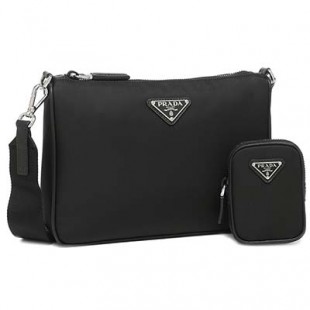 プラダ バッグ ショルダーバッグ ナイロン サフィアーノ ポーチ トライアングルロゴ ブラック メンズ レディース PRADA 2VH113 2DMH OOO F0002 - 商品画像 2