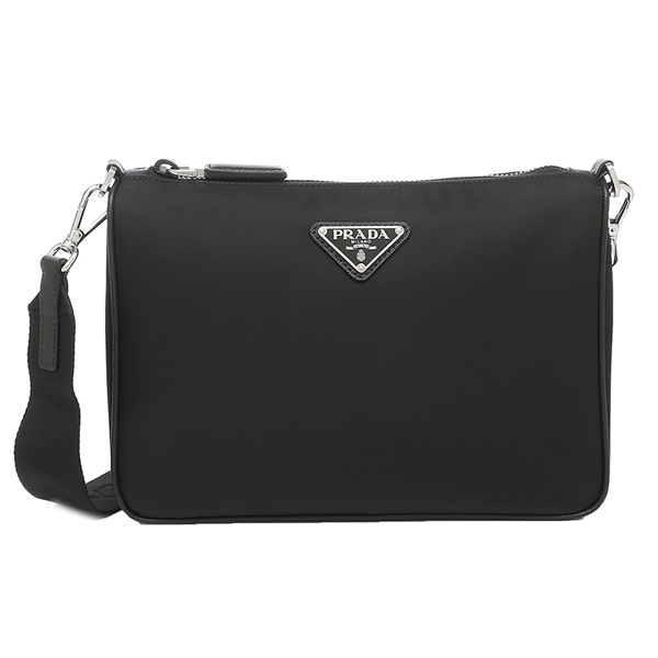 プラダ バッグ ショルダーバッグ ナイロン サフィアーノ ポーチ トライアングルロゴ ブラック メンズ レディース PRADA 2VH113 2DMH OOO F0002 - 商品画像 1