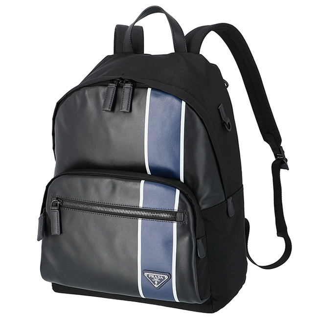 プラダコピー PRADA メンズ テクニカルナイロン バックパック リュックサック ブラック×ブルー 2VZ066HTY 2CIL TCC - 商品画像 4