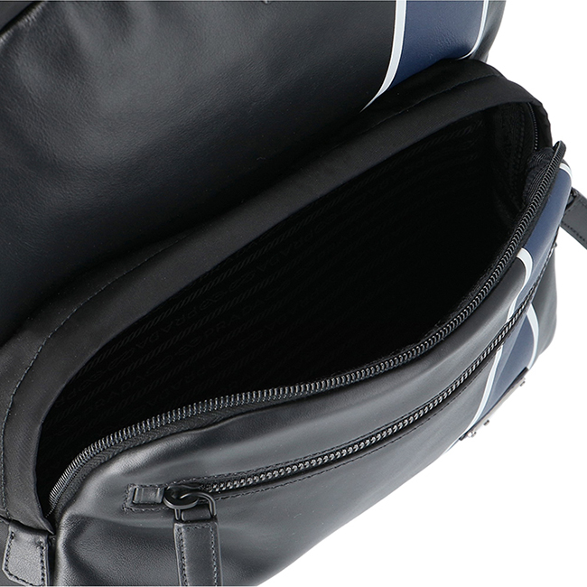 プラダコピー PRADA メンズ テクニカルナイロン バックパック リュックサック ブラック×ブルー 2VZ066HTY 2CIL TCC - 商品画像 3