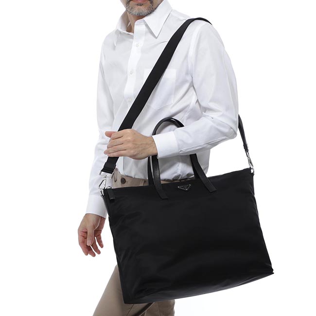 プラダ PRADA トートバッグ 2WAY ショッピングバッグ ブラック メンズ トート バッグ レザー ショルダー カジュアル 2vg024 vooo 064 f0002 - 商品画像 3