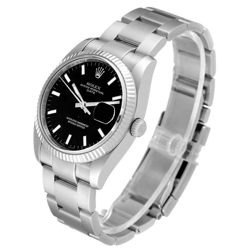 ロレックススーパーコピー デイト 34 スチール ホワイト ゴールド ブラック ダイヤル メンズ ウォッチ 115234 - 商品画像 10